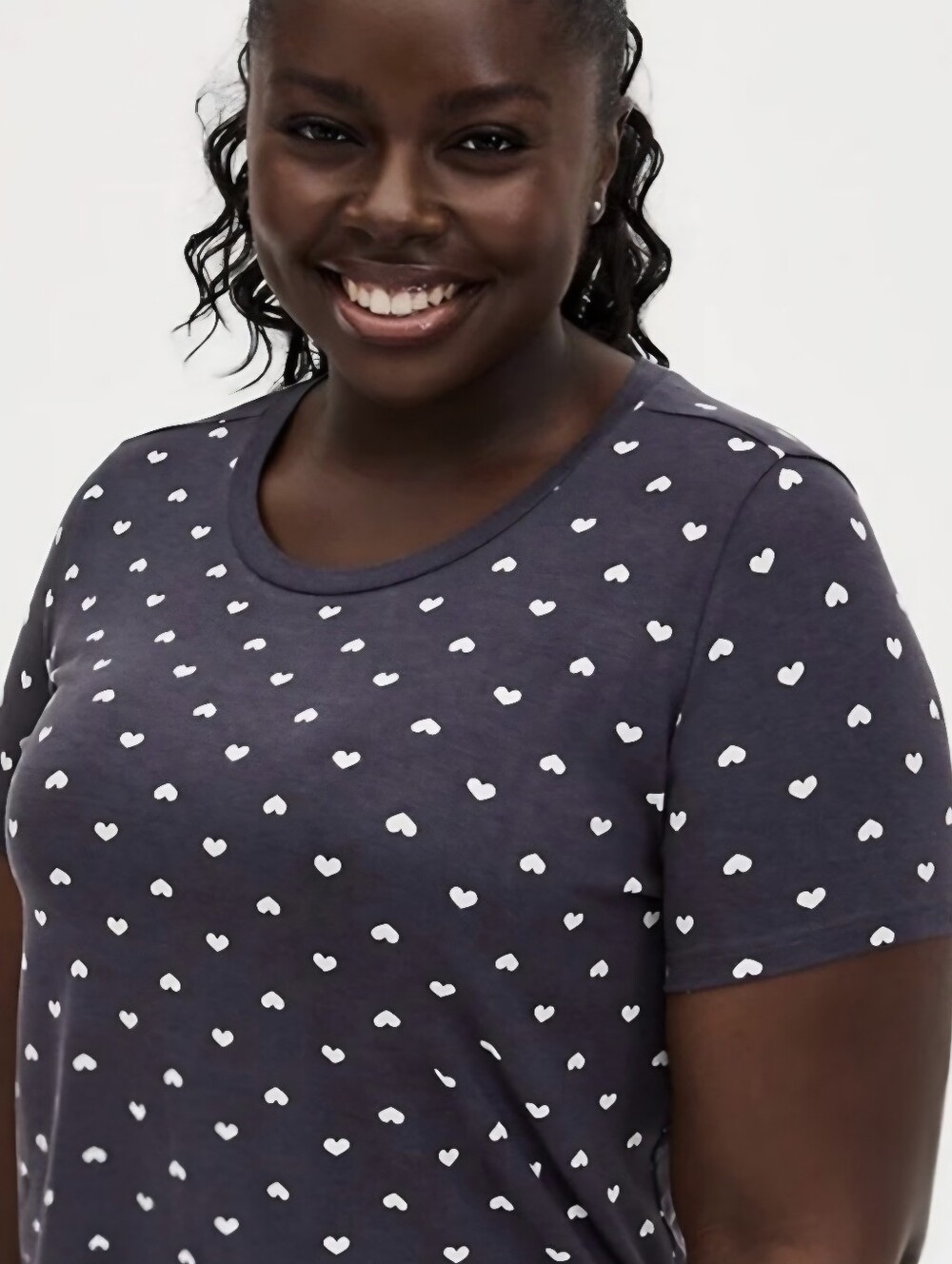 Torrid 6x Super Soft Grey Heart Crew Tee - Picture 3 of 8
